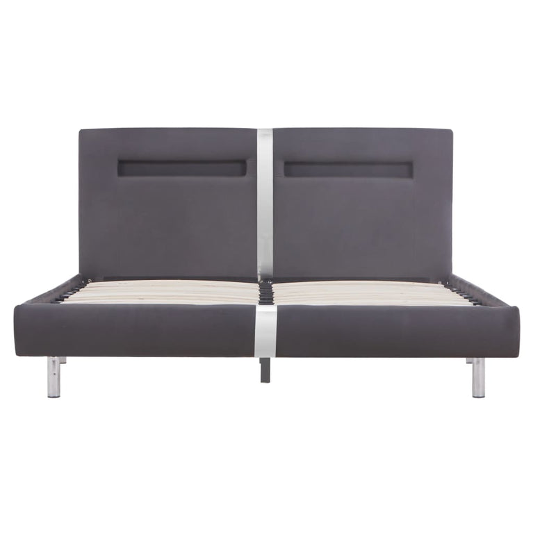 Bedframe met LED kunstleer grijs 140x200 cm