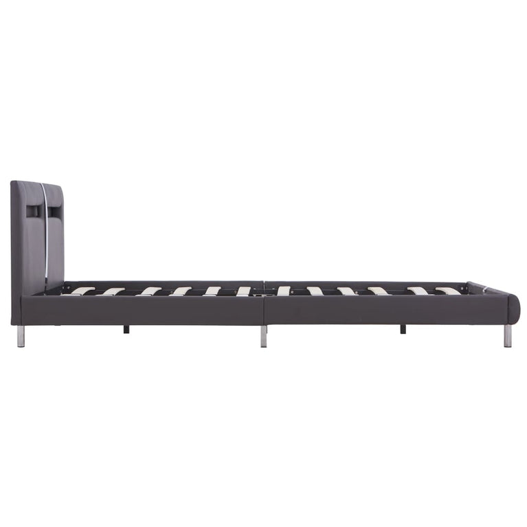 Bedframe met LED kunstleer grijs 140x200 cm