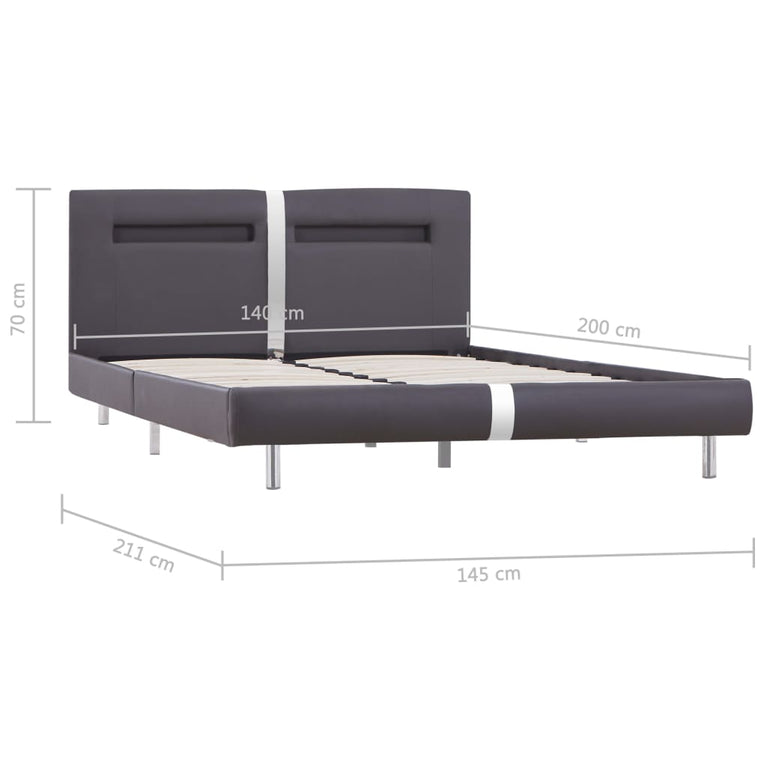 Bedframe met LED kunstleer grijs 140x200 cm