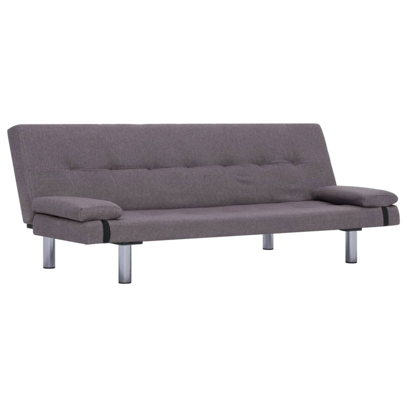 Slaapbank met twee kussens polyester taupe