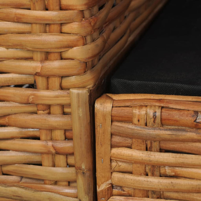Tweezitsbank met kussens natuurlijk rattan bruin