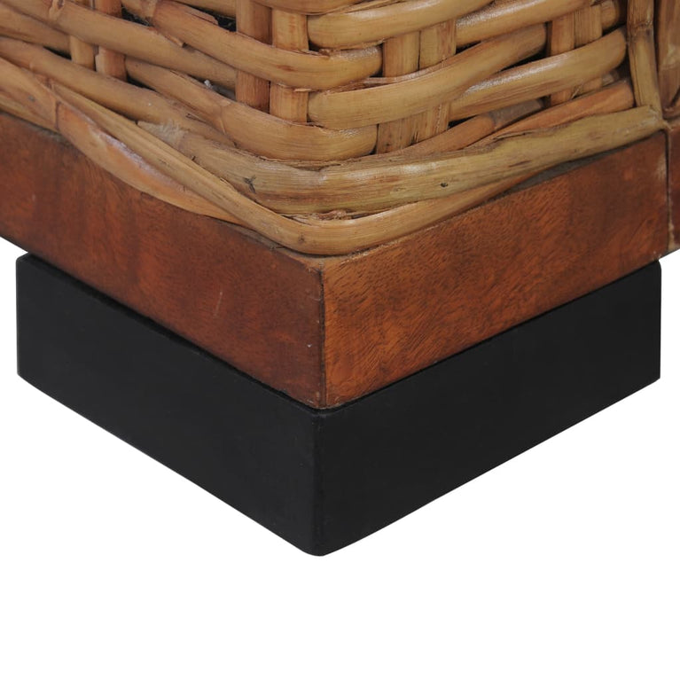 Tweezitsbank met kussens natuurlijk rattan bruin