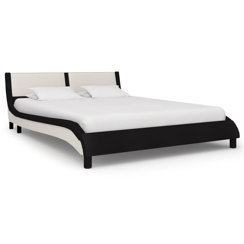 Bedframe met LED kunstleer zwart en wit 140x200 cm