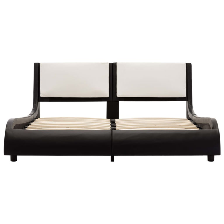 Bedframe met LED kunstleer zwart en wit 140x200 cm