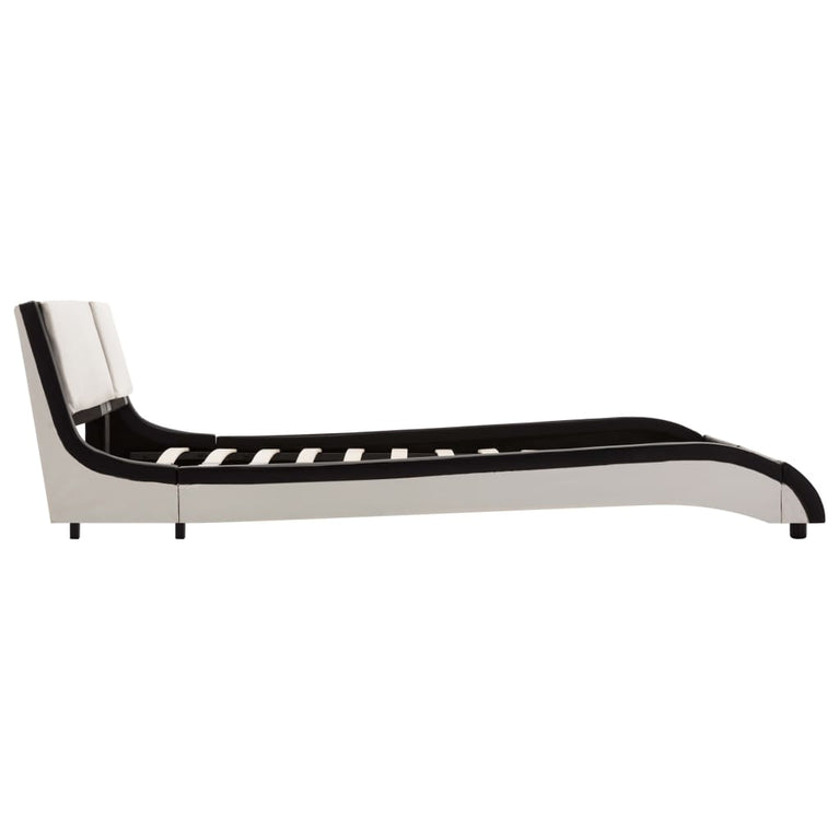 Bedframe met LED kunstleer zwart en wit 140x200 cm