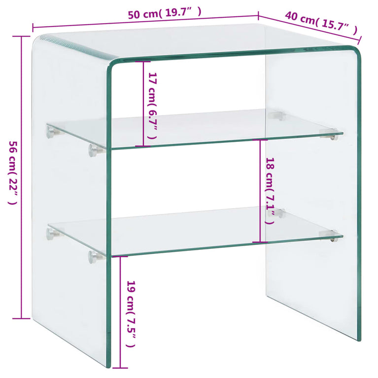 Salontafel 50x40x56 cm gehard glas