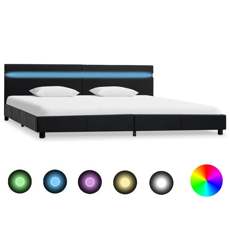 Bedframe met LED kunstleer zwart 180x200 cm