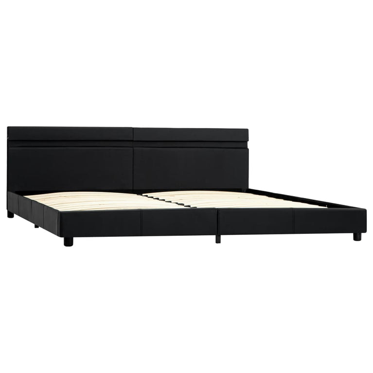 Bedframe met LED kunstleer zwart 180x200 cm