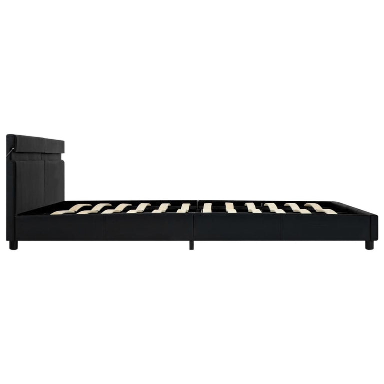 Bedframe met LED kunstleer zwart 180x200 cm