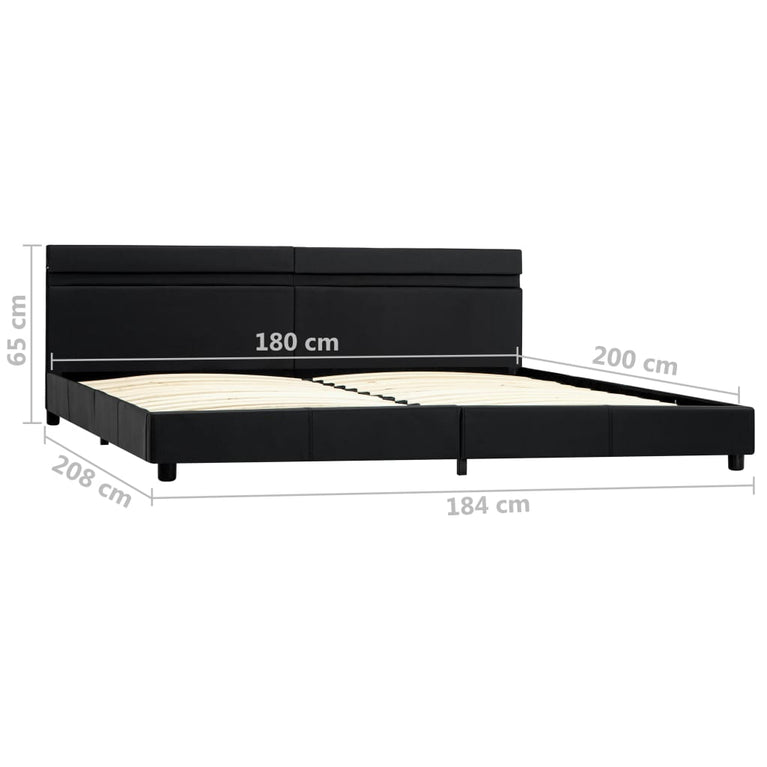 Bedframe met LED kunstleer zwart 180x200 cm