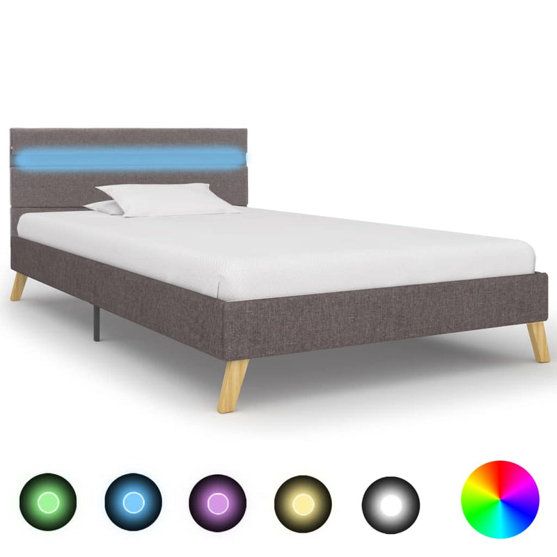 Bedframe met LED stof lichtgrijs 100x200 cm