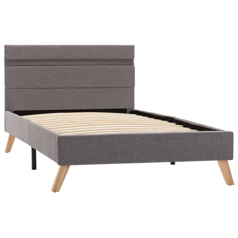 Bedframe met LED stof lichtgrijs 100x200 cm