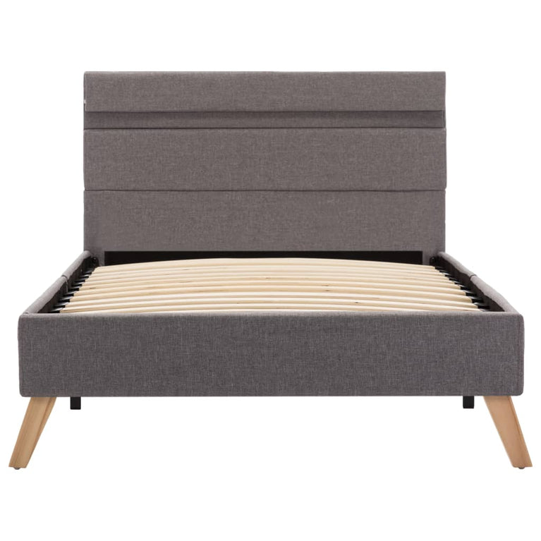 Bedframe met LED stof lichtgrijs 100x200 cm