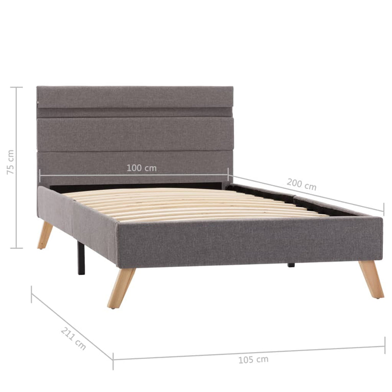 Bedframe met LED stof lichtgrijs 100x200 cm