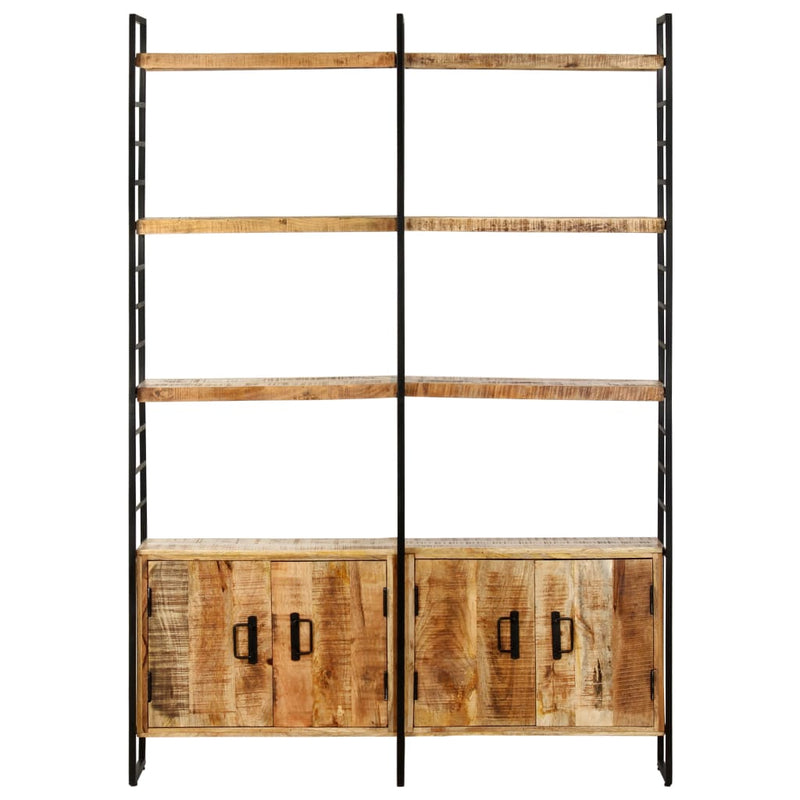 Boekenkast met 4 schappen 124x30x180 cm ruw mangohout