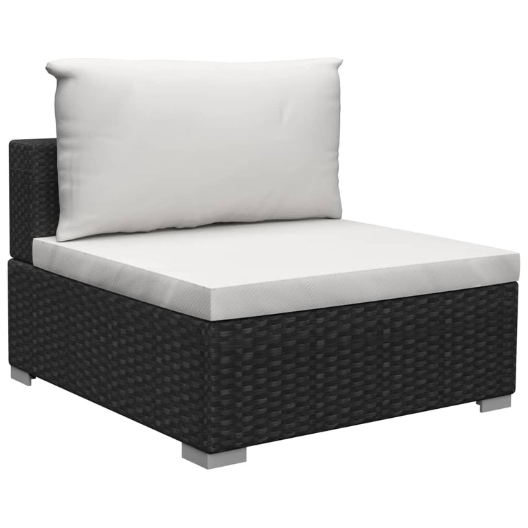 12-delige Loungeset met kussens poly rattan zwart