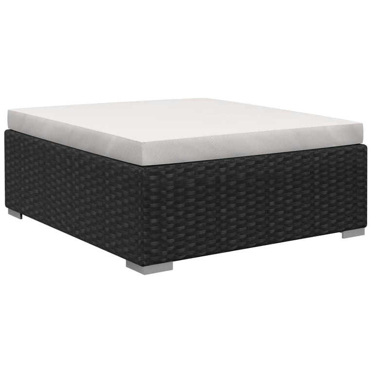 12-delige Loungeset met kussens poly rattan zwart