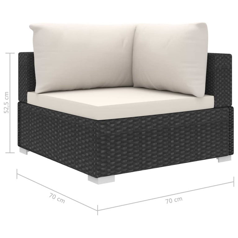 12-delige Loungeset met kussens poly rattan zwart