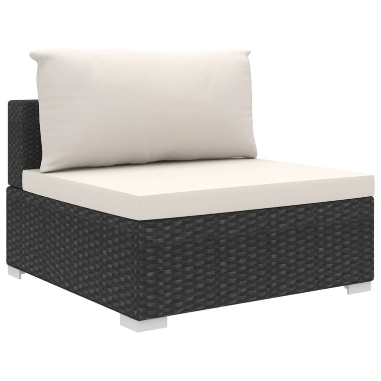 6-delige Loungeset met kussens poly rattan zwart