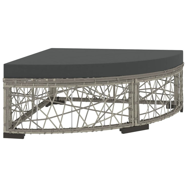 6-delige Loungeset met kussens poly rattan grijs