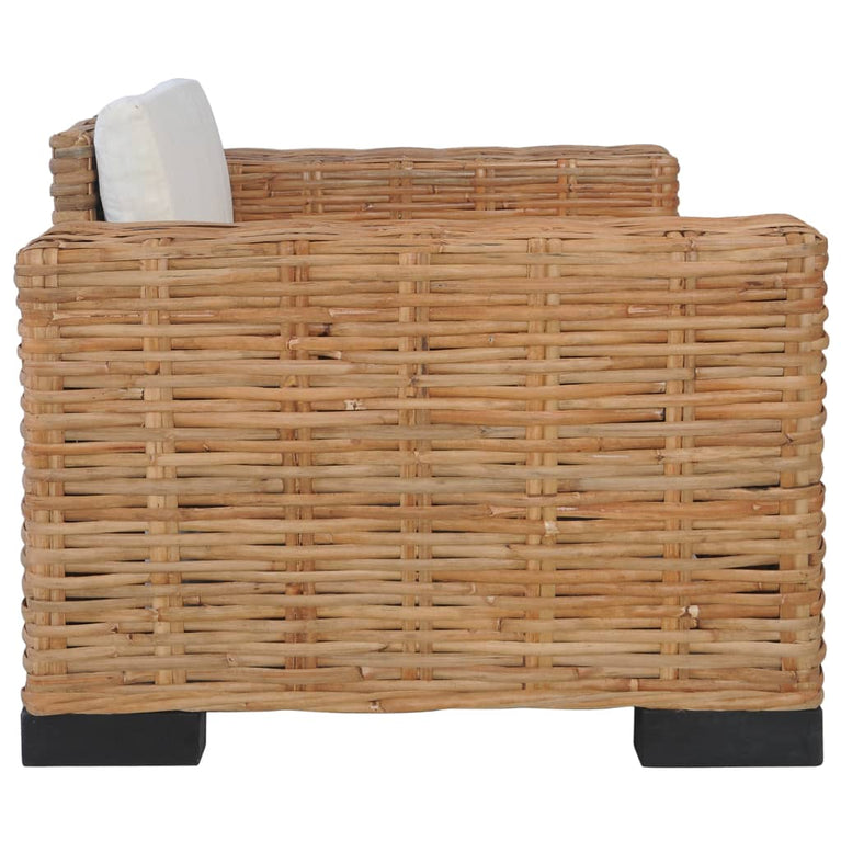 3-delig Bankstel met kussens natuurlijk rattan