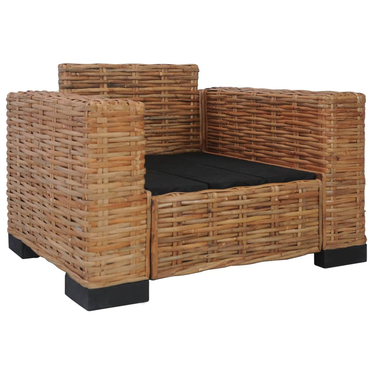 3-delig Bankstel met kussens natuurlijk rattan