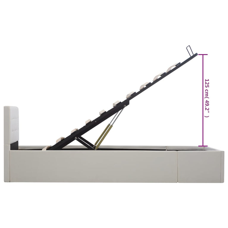 Bedframe met opslag hydraulisch kunstleer wit 100x200 cm