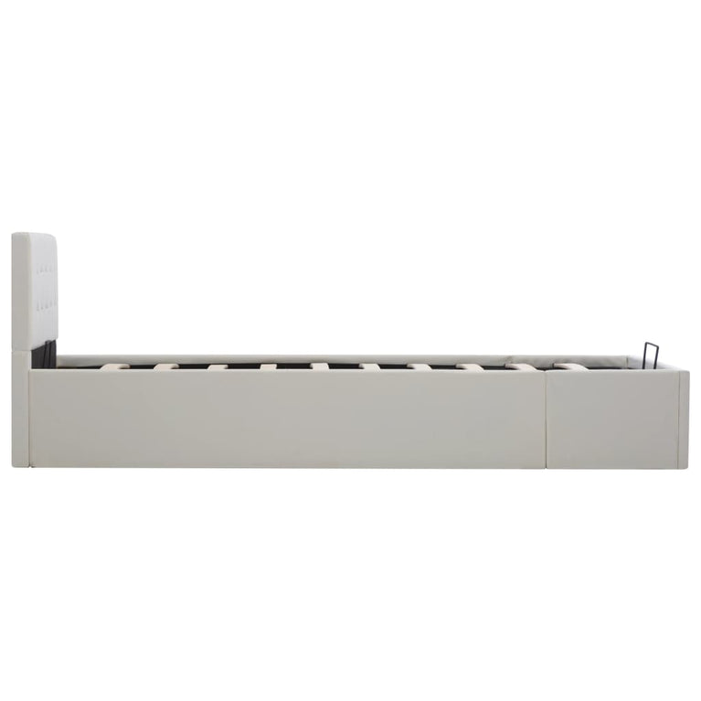 Bedframe met opslag hydraulisch kunstleer wit 100x200 cm