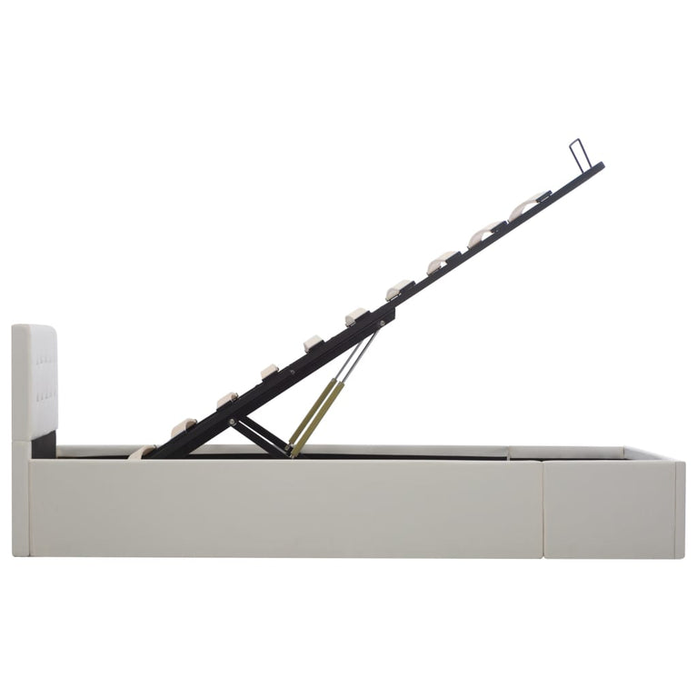 Bedframe met opslag hydraulisch kunstleer wit 100x200 cm