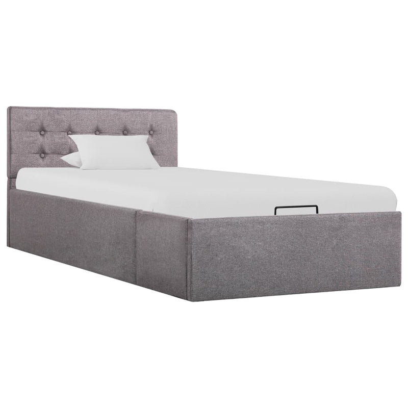 Bedframe met hydraulische opslag stof taupe 90x200 cm