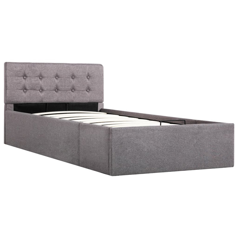 Bedframe met hydraulische opslag stof taupe 90x200 cm