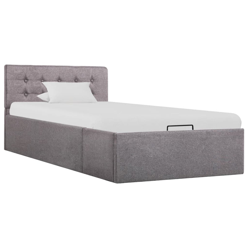 Bedframe met hydraulische opslag stof taupe 100x200 cm