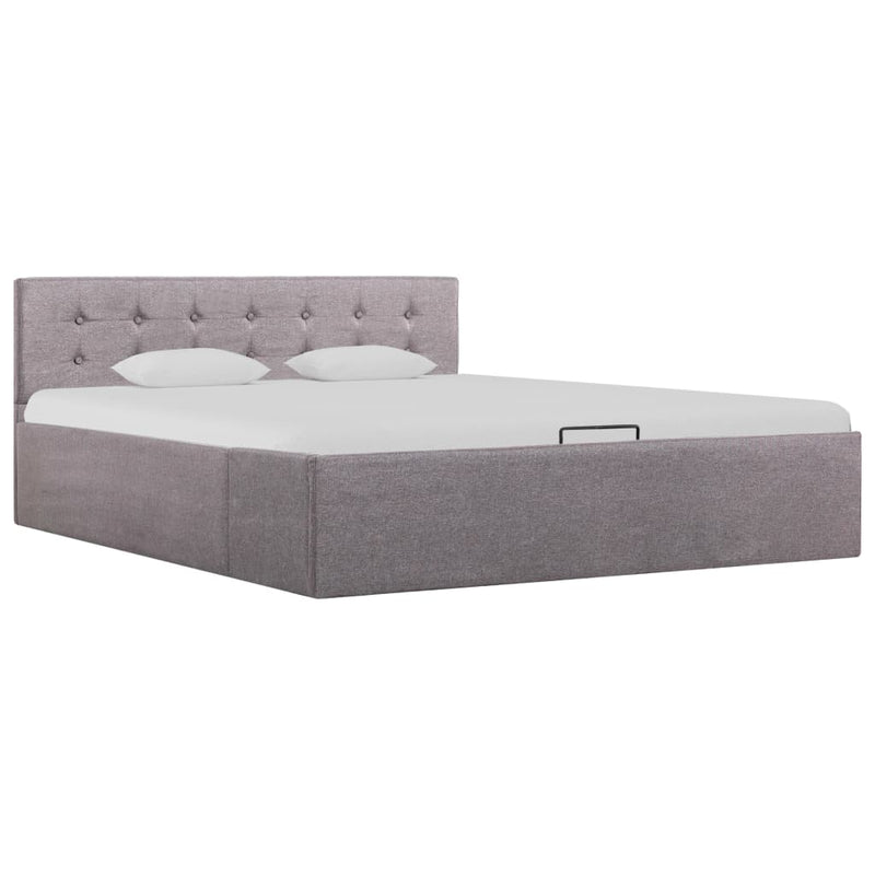 Bedframe met hydraulische opslag stof taupe 140x200 cm
