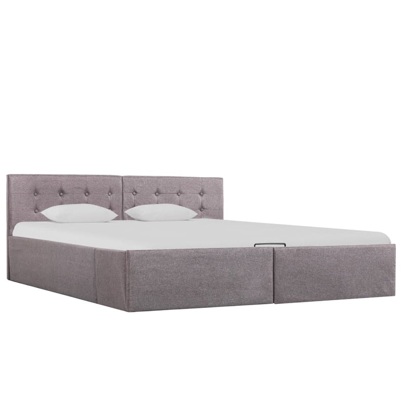 Bedframe met hydraulische opslag stof taupe 160x200 cm