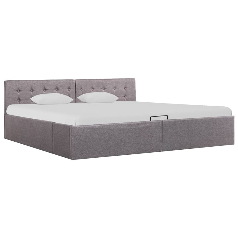 Bedframe met hydraulische opslag stof taupe 180x200 cm
