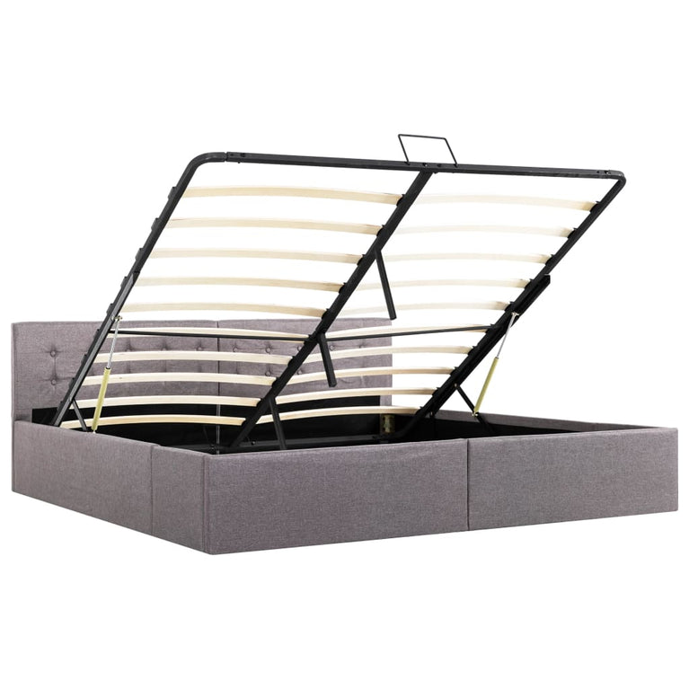 Bedframe met hydraulische opslag stof taupe 180x200 cm