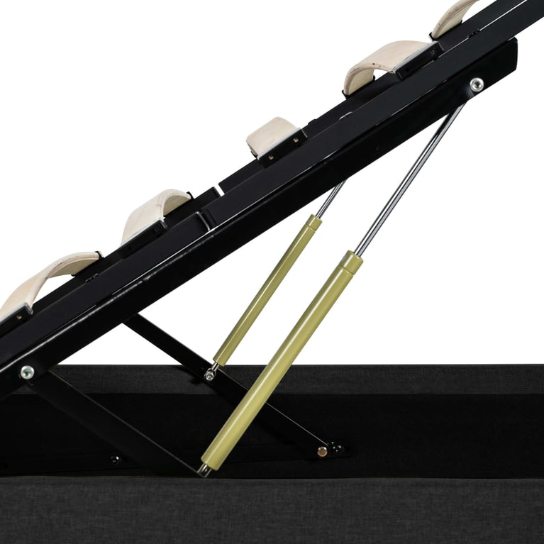 Bedframe met opslag en LED stof donkergrijs 90x200 cm
