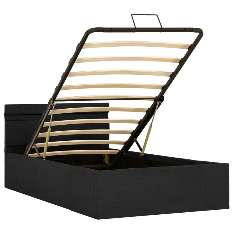 Bedframe met opbergruimte en LED stof donkergrijs 100x200 cm