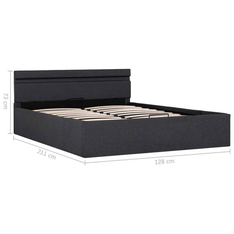 Bedframe met opslag en LED stof donkergrijs 120x200 cm