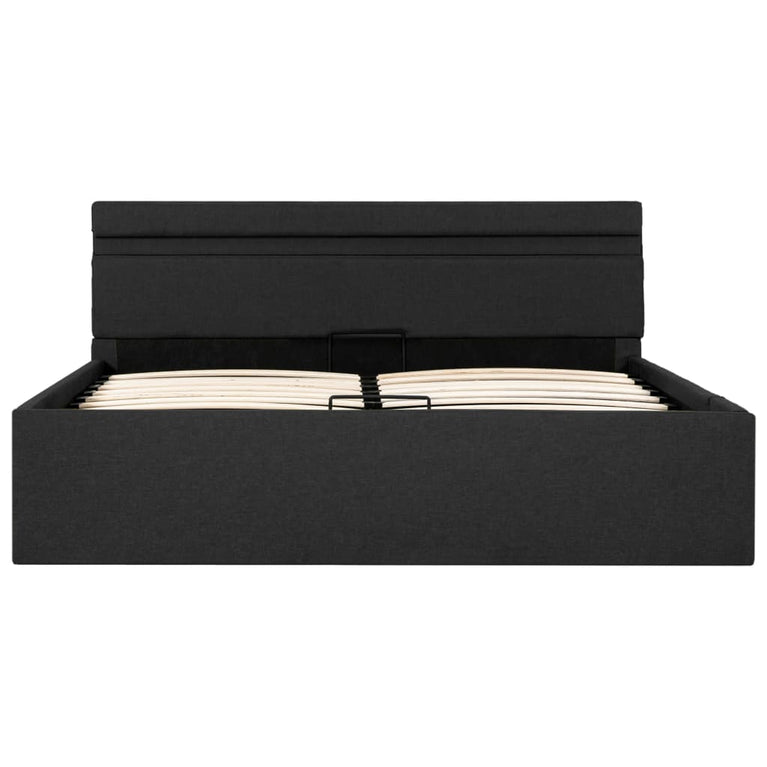 Bedframe met opslag en LED stof donkergrijs 120x200 cm