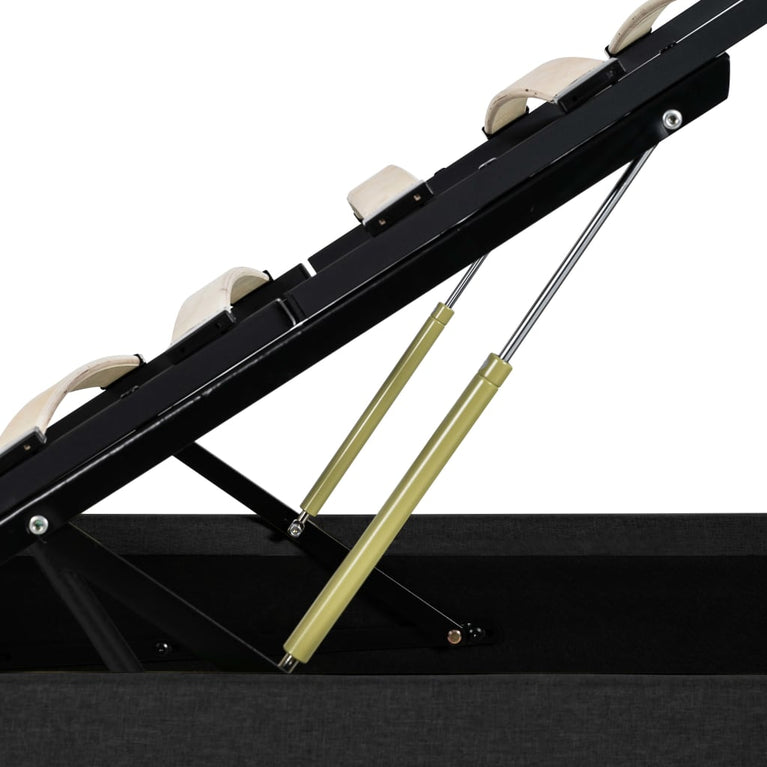 Bedframe met opslag en LED stof donkergrijs 120x200 cm