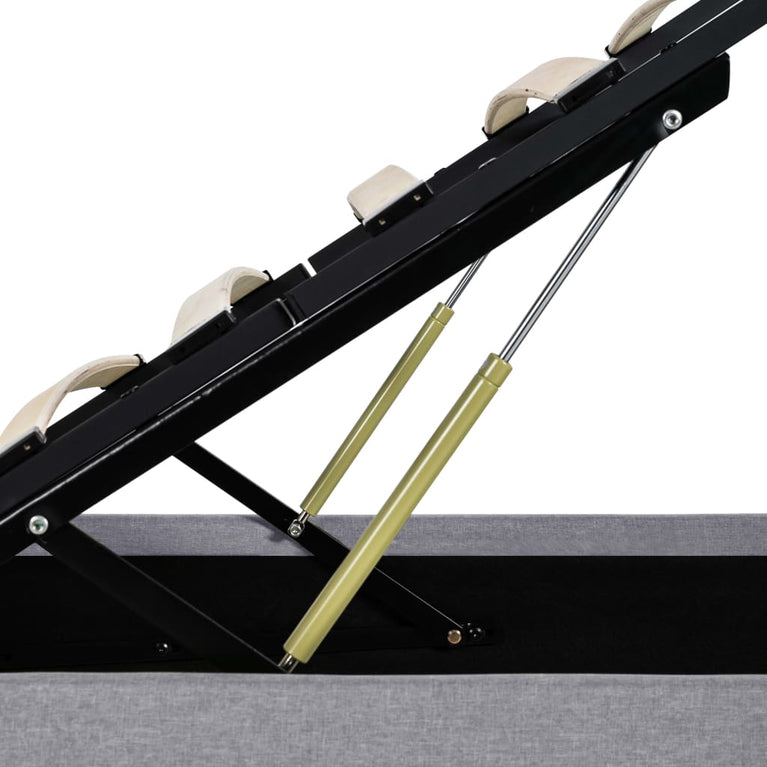 Bedframe met opbergruimte en LED stof lichtgrijs 90x200 cm
