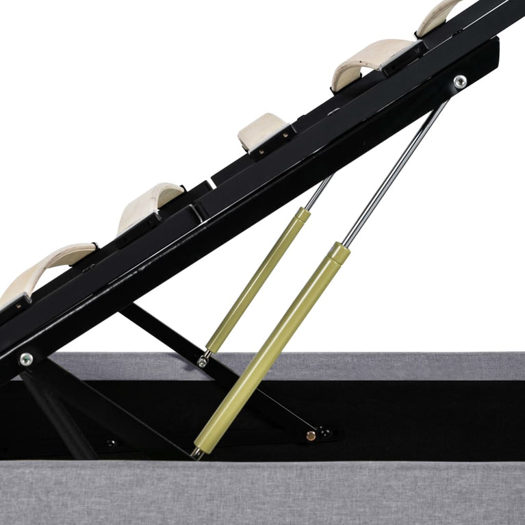 Bedframe met opbergruimte en LED stof lichtgrijs 140x200 cm
