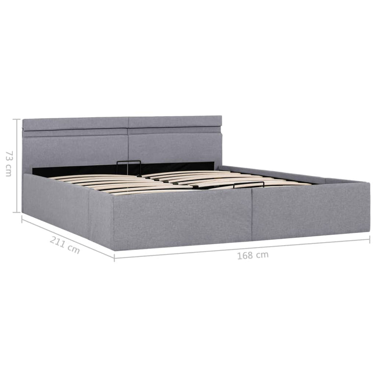 Bedframe met opbergruimte en LED stof lichtgrijs 160x200 cm