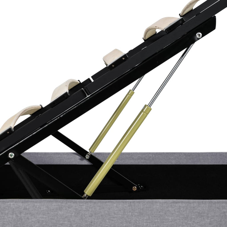 Bedframe met opbergruimte en LED stof lichtgrijs 160x200 cm