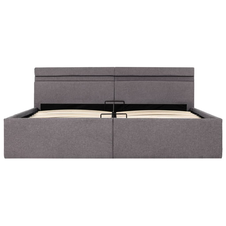 Bedframe met hydraulische opslag en LED stof taupe 160x200 cm