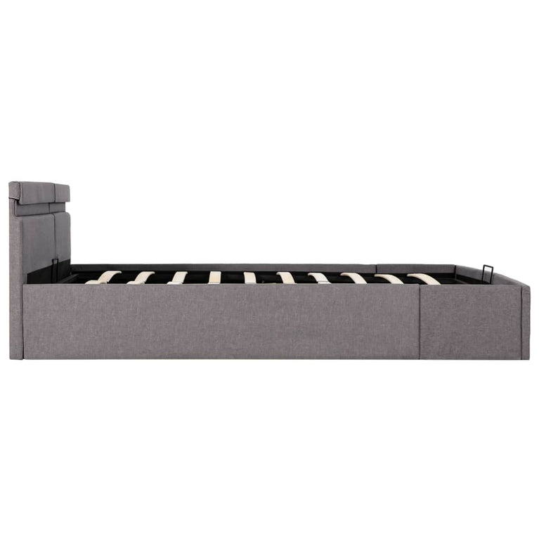 Bedframe met hydraulische opslag en LED stof taupe 160x200 cm