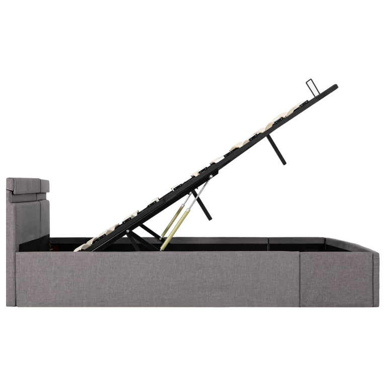 Bedframe met hydraulische opslag en LED stof taupe 160x200 cm