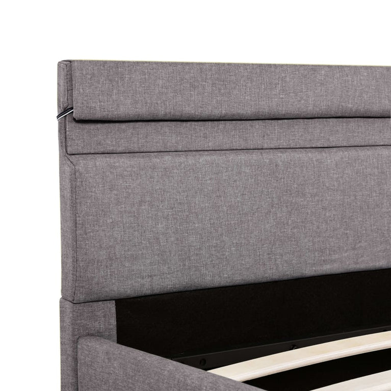 Bedframe met hydraulische opslag en LED stof taupe 160x200 cm