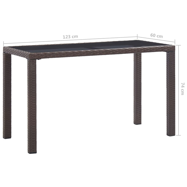 Tuintafel 123x60x74 cm poly rattan bruin